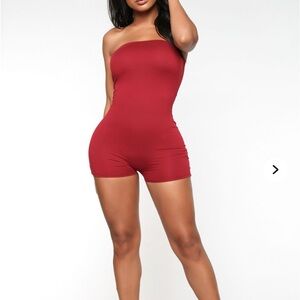 Fashion Nova Red Bike Shorts High-Rise Compression Fit